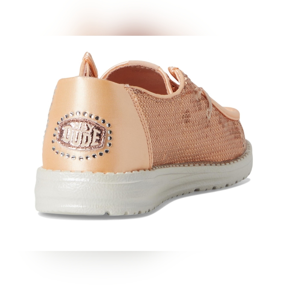 Hey Dude "Wendy Disco" Youth Rose Gold Sequins Slip On Shoes - Picture 2 of 5